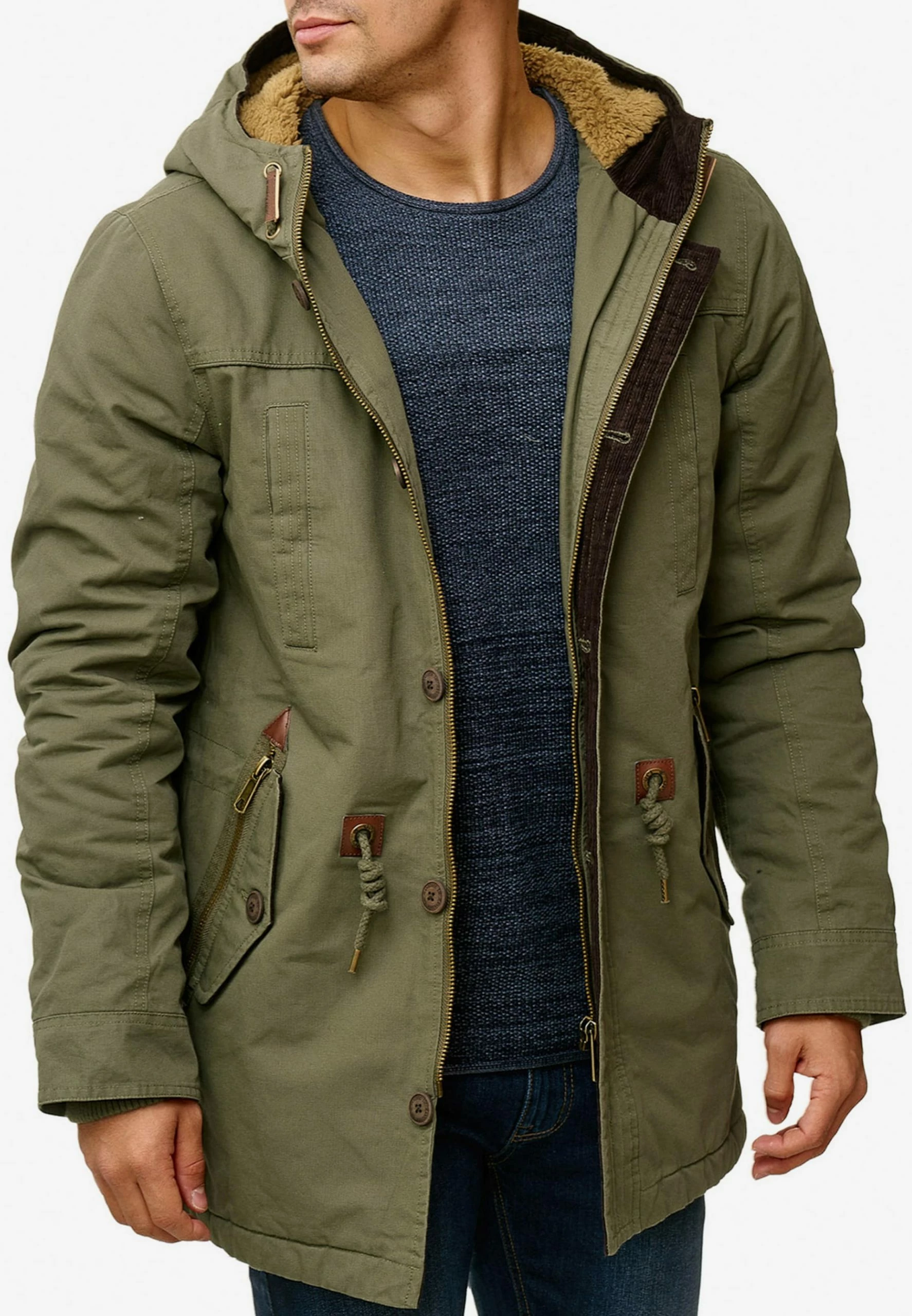 Indicode Jeans Parkas Winterparka Barge Heren Kaki - Afbeelding 2