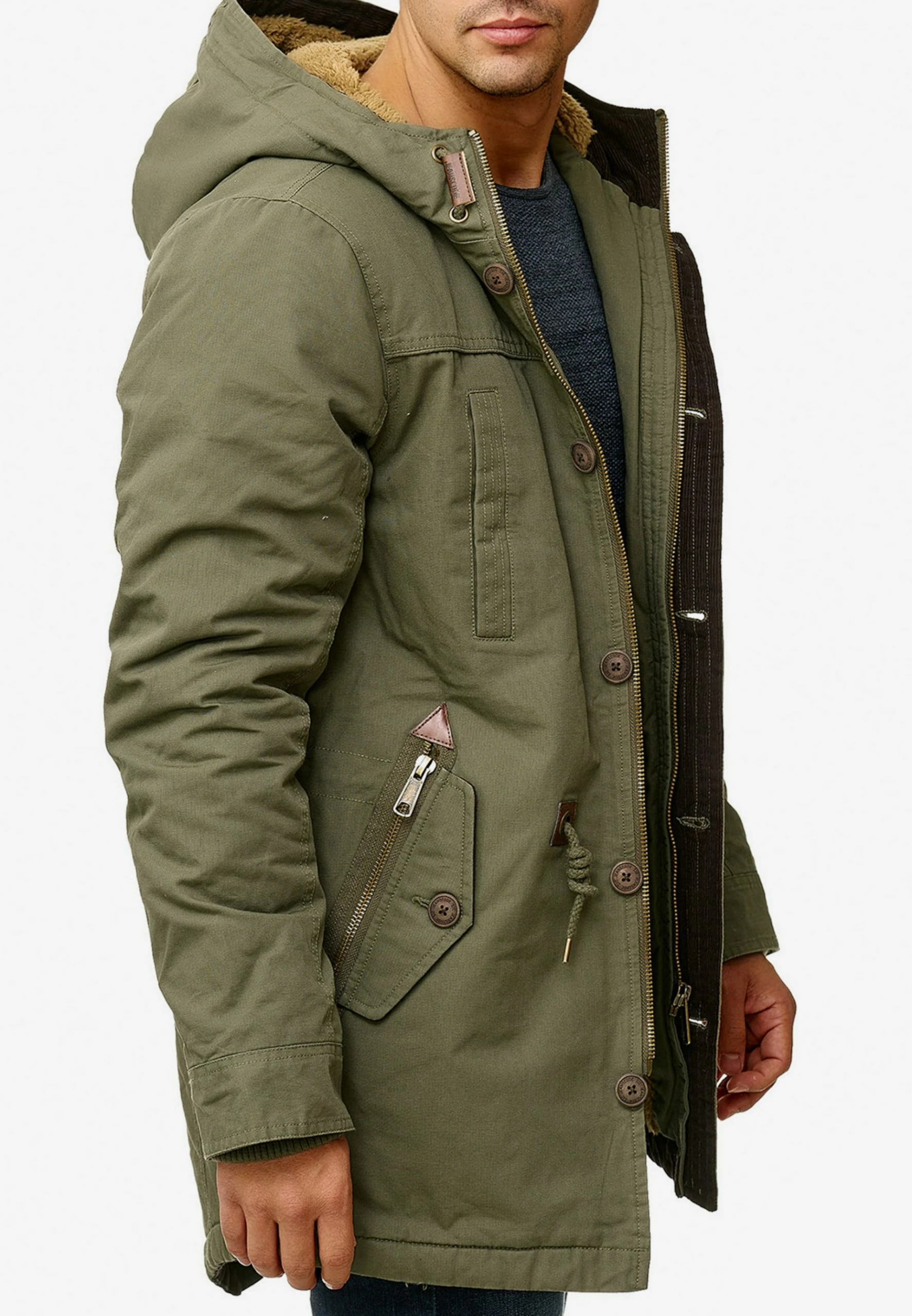 Indicode Jeans Parkas Winterparka Barge Heren Kaki - Afbeelding 3